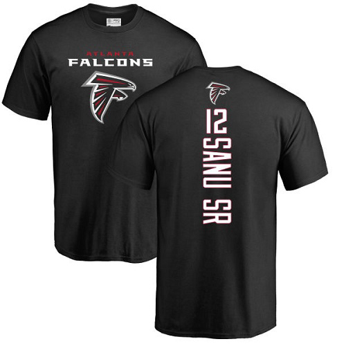 Atlanta Falcons Men Black Mohamed Sanu Backer NFL Football #12 T Shirt